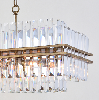 Antique Gold Two Tier Clear Crystal Chandelier
