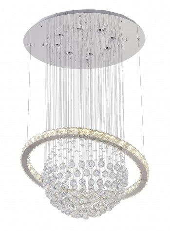 Crystal Ball Chandelier With A LED Clear Crystal Ring