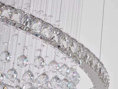 Crystal Ball Chandelier With A LED Clear Crystal Ring