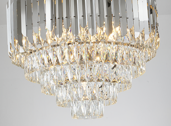 Chrome Chandelier With Clear Hanging Crystals