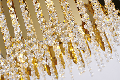 Gold Chandelier With Clear Hanging Crystal Beads