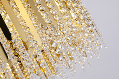Gold Chandelier With Clear Hanging Crystal Beads