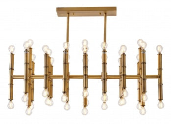 Antique Brass Bamboo Pipe Chandelier