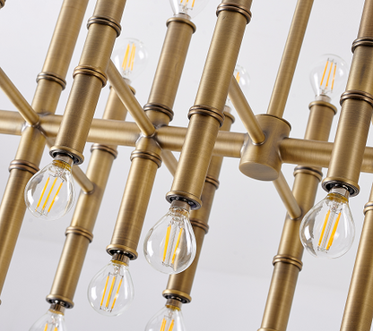 Antique Brass Bamboo Pipe Chandelier