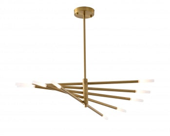Gold/Black Stick Arm Chandelier With Frosted Glass Shades