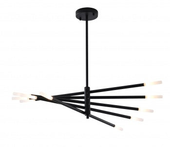 Gold/Black Stick Arm Chandelier With Frosted Glass Shades
