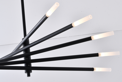 Gold/Black Stick Arm Chandelier With Frosted Glass Shades