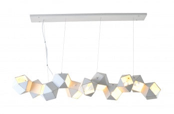 White Geometric Block Chandelier