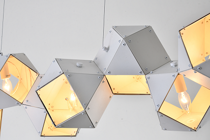 White Geometric Block Chandelier