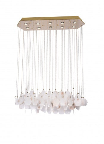 Gold Stainless Steel Chandelier with Spanish Alabaster Stones
