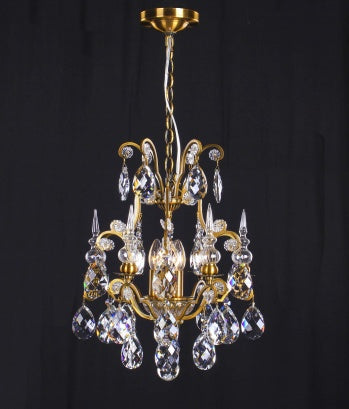 Brass Frame with Clear Crystal Chandelier