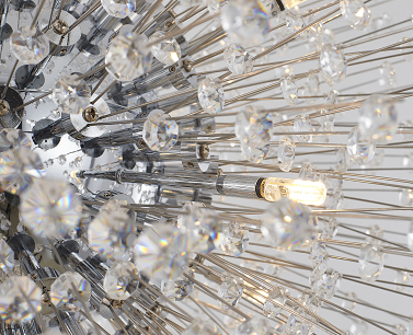 Clear Crystal Beaded Sputnik Chandelier with Chrome Hardware