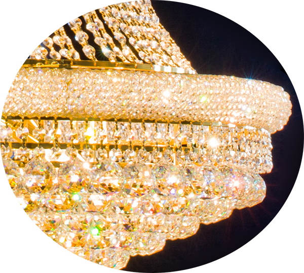 3-Tier Gold Frame Chandelier with Clear Crystals