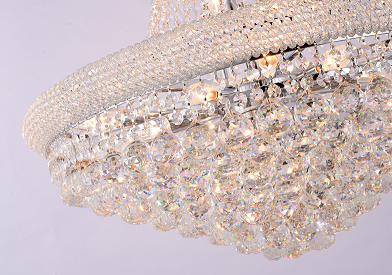 3 Tier Clear Crystal Chandelier with Crystal Balls & Beaded Border Frames
