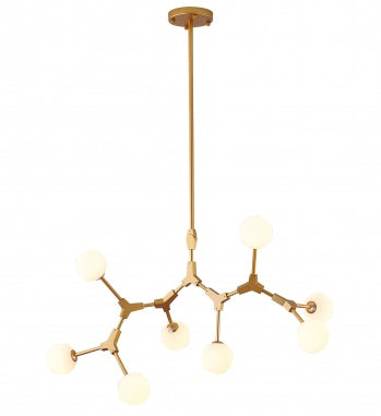 Gold Metal Frame Ceiling Fixture with Milk White Glass Shades