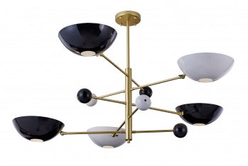 Gold Metal Frame Ceiling Fixture with White & Black Disk Plates