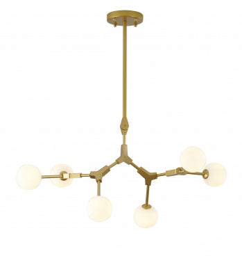 Gold Frame Ceiling Fixture with White Glass Shades