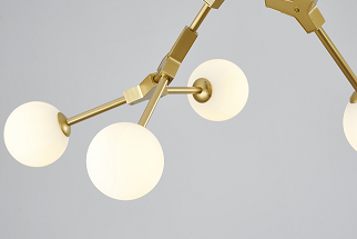 Gold Frame Ceiling Fixture with White Glass Shades