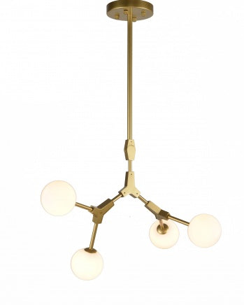 Gold Frame Ceiling Fixture with White Glass Shades