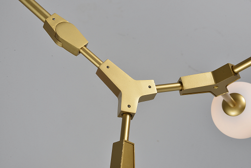 Gold Frame Ceiling Fixture with White Glass Shades