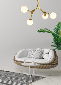 Gold Frame Ceiling Fixture with White Glass Shades