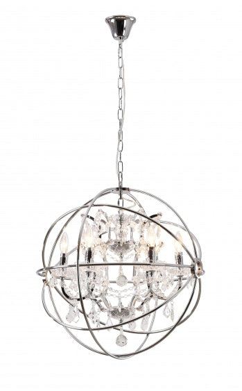 Clear Crystal Chandelier with Chrome/Black Cage Frame