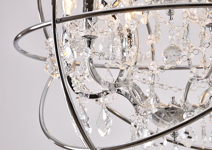 Clear Crystal Chandelier with Chrome/Black Cage Frame