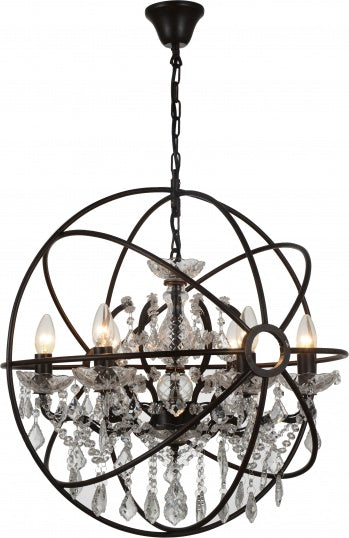 Clear Crystal Chandelier with Chrome/Black Cage Frame