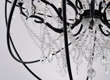 Clear Crystal Chandelier with Chrome/Black Cage Frame