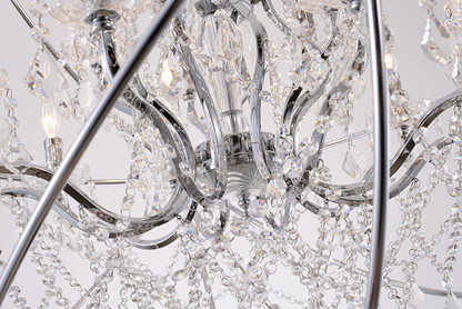 Chrome/Black Cage Chandelier with Clear Hanging Crystals