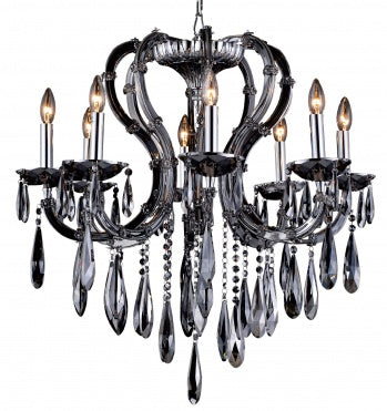 Smoke Crystal Chandelier with Hanging Tear Drops