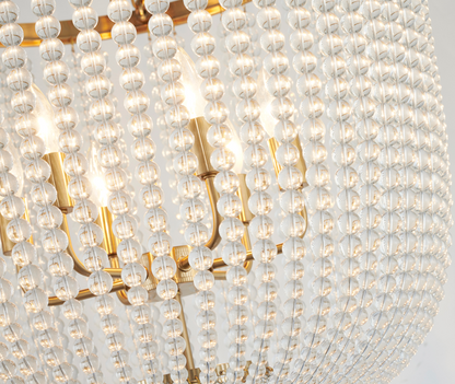 Satin Black/Chrome/Gold Frame Chandelier with Clear Beaded Hanging Glass