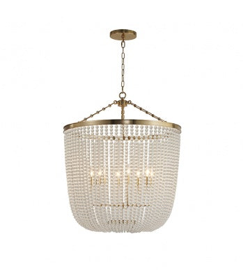 Gold/Chrome/Black Frame Chandelier with Clear Beaded Hanging Glass