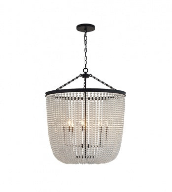 Gold/Chrome/Black Frame Chandelier with Clear Beaded Hanging Glass