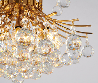 Satin Brass/Chrome Frame Chandelier with Clear Hanging Crystals
