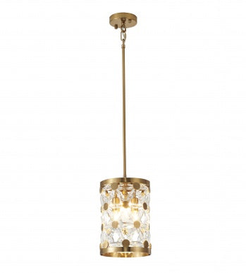 Copper Pendant Light with Clear Crystal Star Detailing