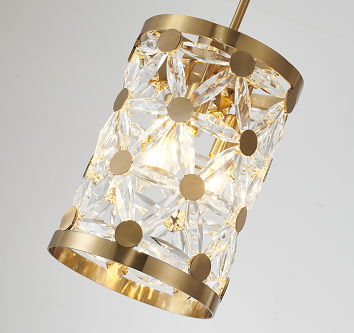 Copper Pendant Light with Clear Crystal Star Detailing