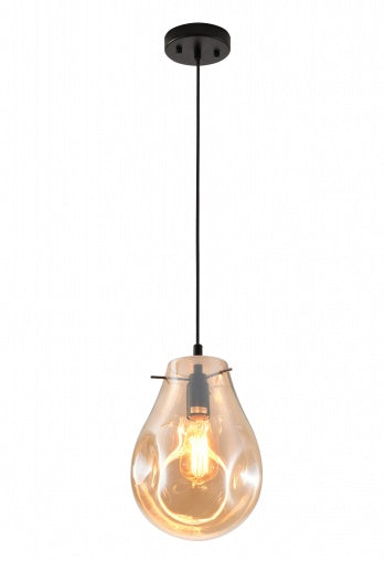 Dented Amber Jar Glass Pendant Light