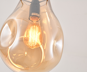 Dented Amber Jar Glass Pendant Light