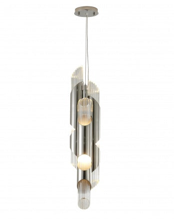 Chrome Stainless Steel Pendant Light with Clear Glass Shade
