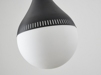 Black Frame Pendant with Milk White Glass Shade