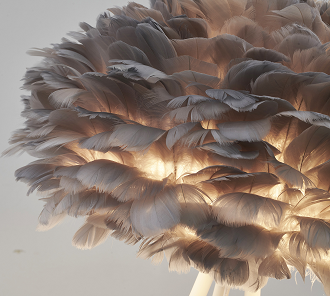 White/Gray Feather Ball Floor Lamp