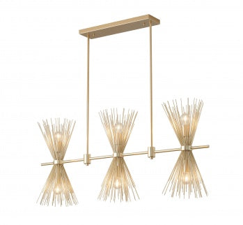 Gold Iron Chandelier with Spiked Cone Shades