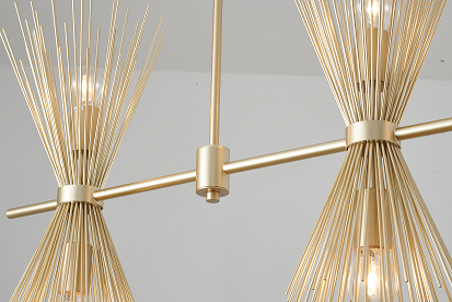 Gold Iron Chandelier with Spiked Cone Shades