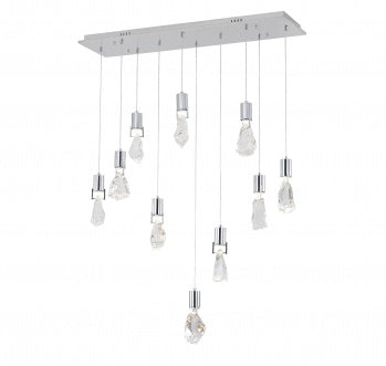 Chrome Frame Island Light with Clear Crystal Stone Pendants