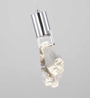 Chrome Frame Island Light with Clear Crystal Stone Pendants