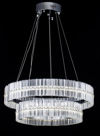 Two-Tier Glass Halo LED Ceiling Fixture with Chrome Hardware