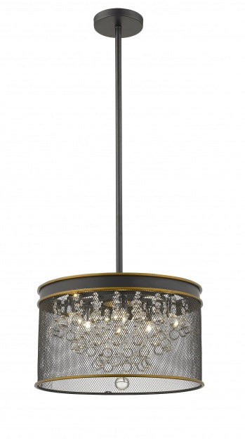 Black Mesh Chandelier with Gold Accents & Clear Crystal Balls