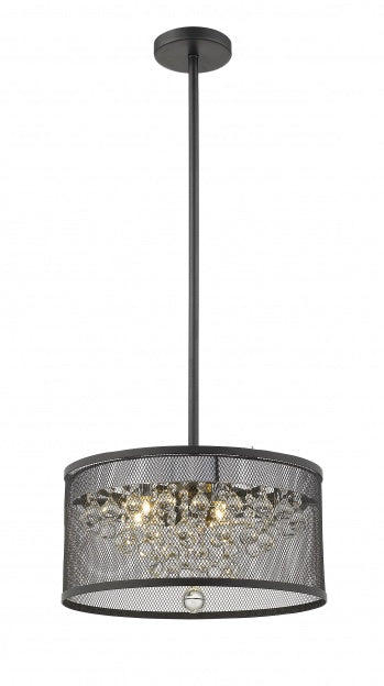 Black Metal Mesh Chandelier with Chrome Hardware & Clear Crystal Balls
