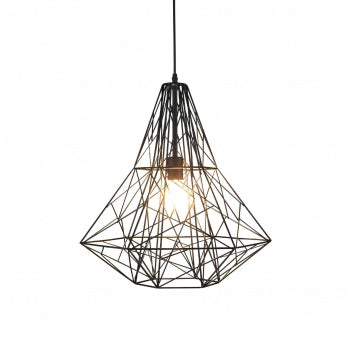 Black Geometric Single Pendant Light with Adjustable Cord